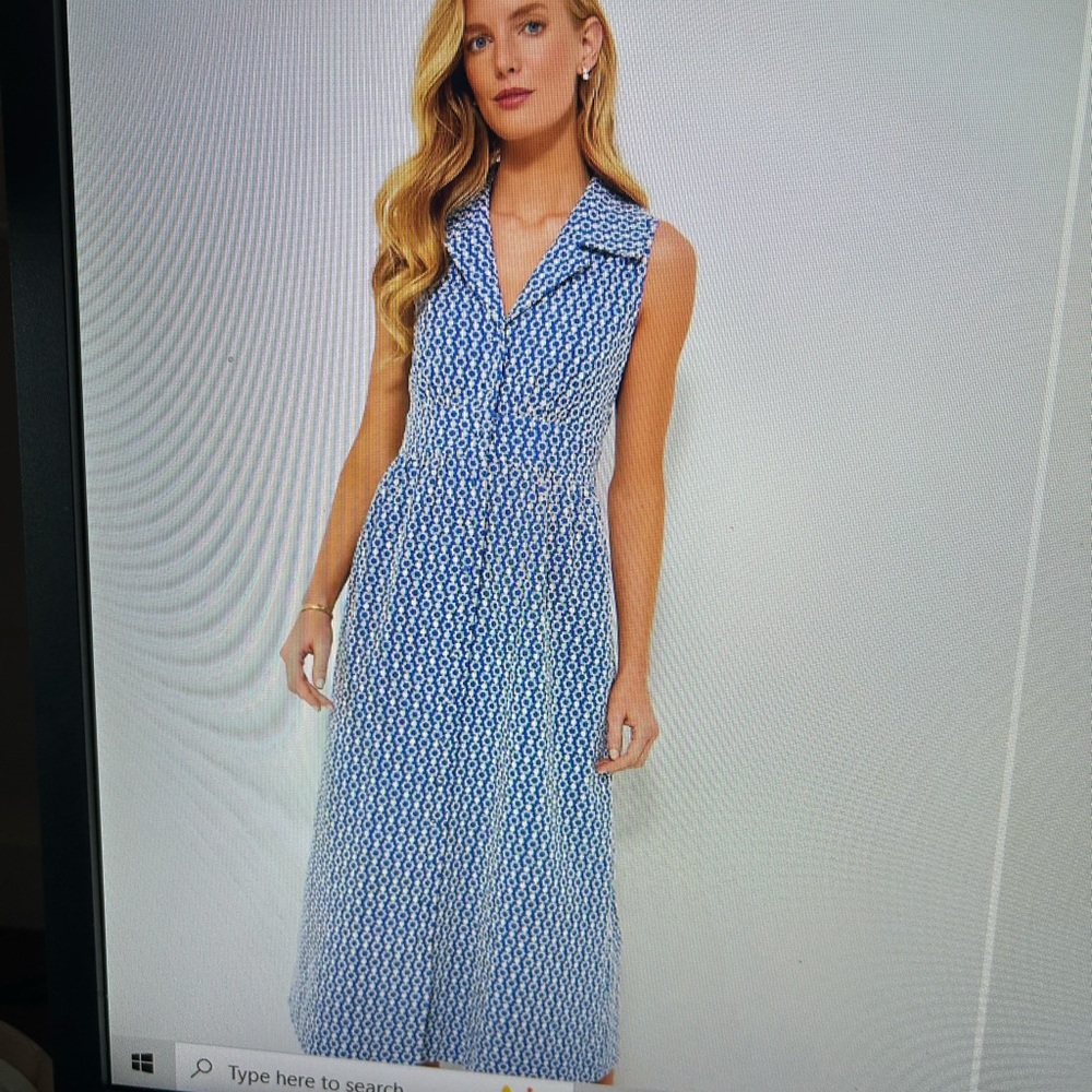 Tuckernuck Noelle Blue Eyelet Sleeveless Dress